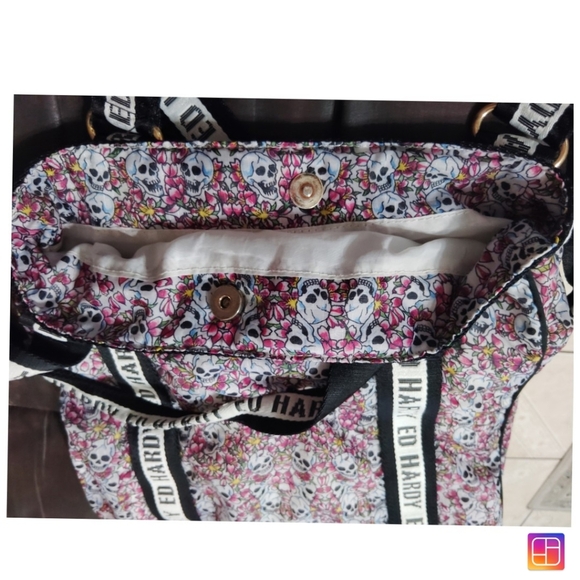 Y2K Ed Hardy Love Kills Slowly Multicolor Tote Bag 2000 - Picture 5 of 9